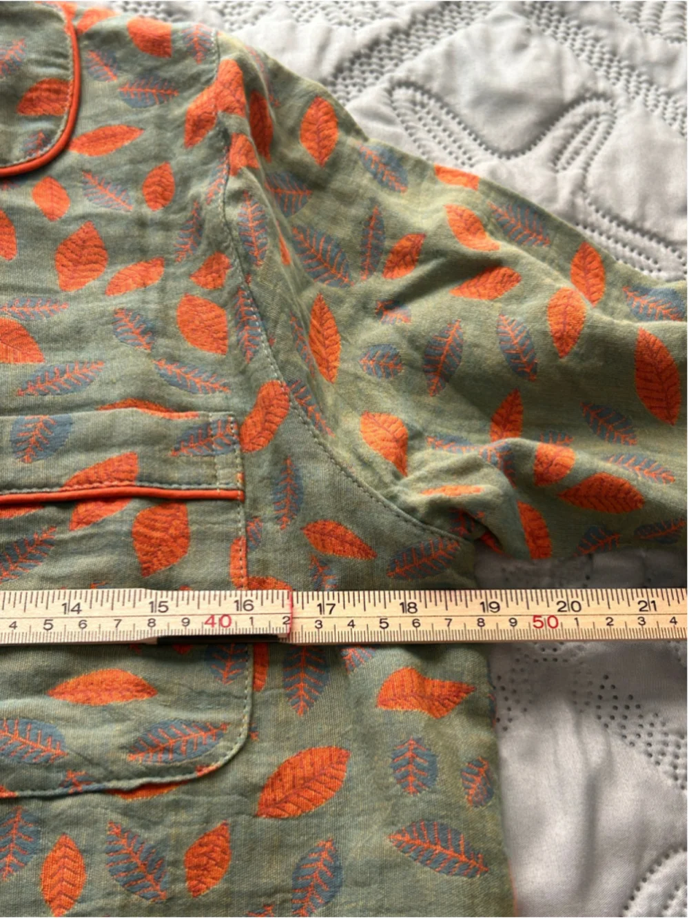 Xilinuo Pajama Set Women’s M Green Orange Leaf Print 100% Cotton NWT